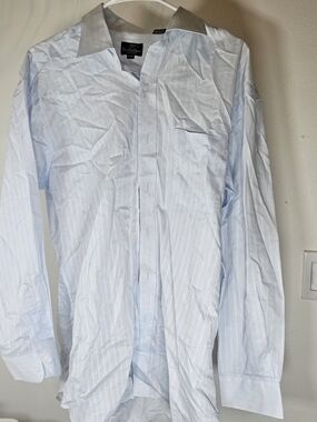 Countess Mara Dress Shirt Mens 17-35 White Ivory Striped Vintage